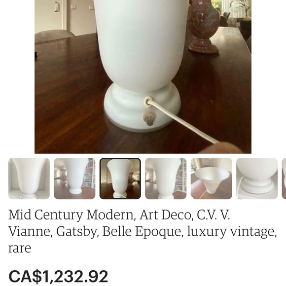 Vintage Verrerie de Vianne Glass VV Lily tulip shape table lamp Made in France - Picture 5 of 9